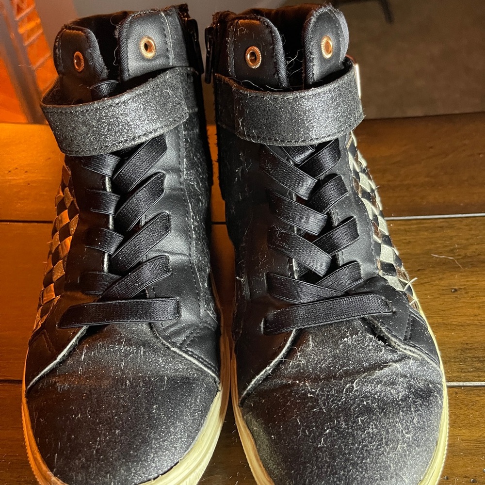 Skechers Black and Gold High-Top Sneakers with Metallic Accents - Picture 2 of 8